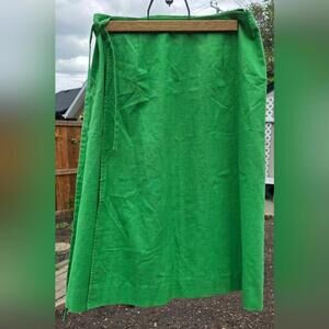 Vintage Green Linen Wrap around Skirt 28 inch waist